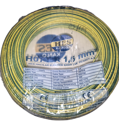 1,5 mm² NYAF Kablo - 100 Metre (Sarı/Yeşil)