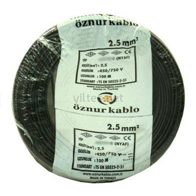 2,5 mm² NYAF Kablo - 100 Metre(Siyah)
